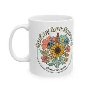 Spring Has Sprung Bouquet Ceramic - Retro Floral Coffee Mug (11oz oz/15oz)