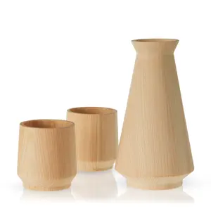3 Piece Hinoki Cypress Sake Set by Viski®
