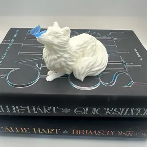 Bookish Fox Figurine with Butterfly | Fantasy Bookshelf Decor