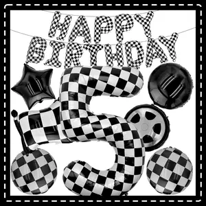 40 Inch Checkered Number 5 Balloons, 20 count Large Black and White Race  Balloons for 5th Boy Birthday Racing Theme Party Decor Supplies