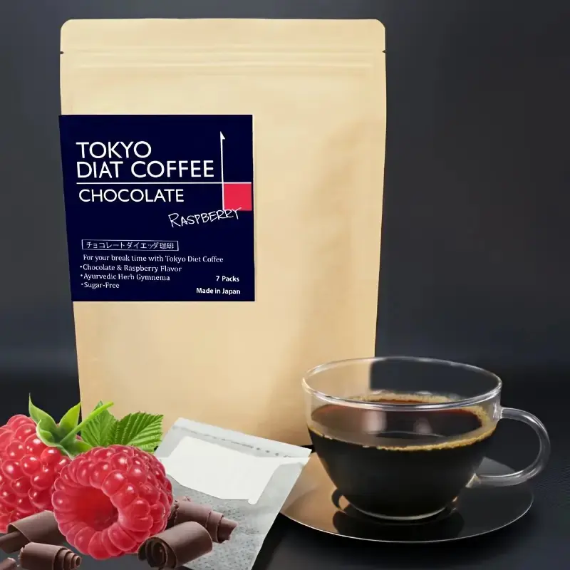 Tokyo Drip Coffee 7-Piece Pour Over Set - 8g/3oz, Chocolate Raspberry, Single-Serve, Sugar-Free, Artisan Japanese Roast for Hot & Cold Brew, Travel-Ready