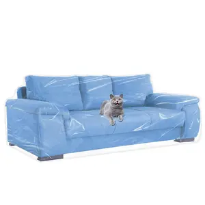 Plastic Couch Cover for Furniture Clear Thicker Plastic Sofa Cover Moving Anti-Scratch Couch Protector for Cats Vinyl Slipcover Heavy Duty Waterproof Couch Covers