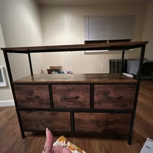 Dresser TV Stand, Entertainment Center with 5 Fabric Drawers, Media Console Table for TV with Open Storage Shelf Dresser