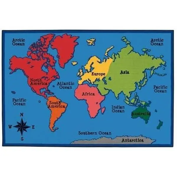 Carpets for Kids World Map Value PLUS Learning Rug, Rectangle