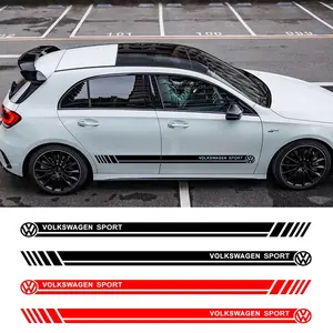 Volkswagen Car Decoration Stickers, Car Decorative Sticker, Vehicle Exterior Decoration, DIY Door Side Skirt Decals, Racing Sports Fashion Style, Fits Vw Jetta Mk6 Golf 5 6 7 Passat