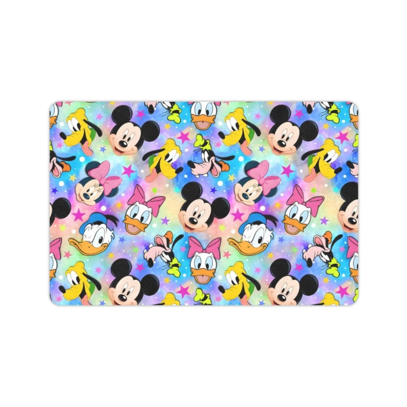 DISNEY CLASSIC Mickey Mouse Cartoon Area Rug, Cute Cartoon Character Non Slip Floor Mat, Colorful Star Watercolor Decorative Indoor Doormat, Soft Washable Entrance Rug For Bedroom Kitchen Living Room Bathroom Kids Room Decor