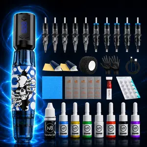 Blue Transparent Stylish Wireless Rotating Creative Hand Painting Pen Set – Adjustable Voltage Skin Art Tools, Complete Kit for Beginners & Professionals, Portable Design with Type-C Fast Charging