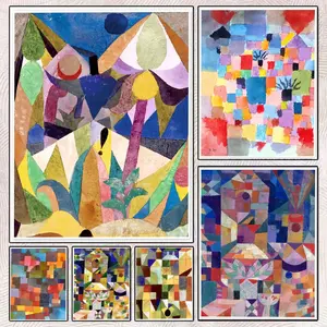 PIKPAKA Modern Color Block Fashion Design P-PAUL KLEE Painting Calligraphy Eco-Friendly Waterproof Cotton Canvas,Scratch-resistant Oil Painting Canvas, Perfect For Living Rooms,Bedrooms,Kitchens, And Cafes – Ideal For Holiday And Party Gifts