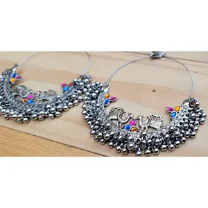 Chand Tara Earring- Statement earrings- Afghan earring- bohemian earring- Ethnic earring.Tribal hoop.Bedouin Jewelry. Kuchi jewelry- Moon