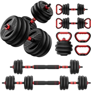 Adjustable Dumbbell Set, 20/30/45/70/90lbs Free Weight Set With Double Locknut, 5-in-1 Dumbbells Set Includes Barbell, Kettlebells, Push up Stand, Weight Plate, Fitness Exercise for  Gym Suitable Men/Women