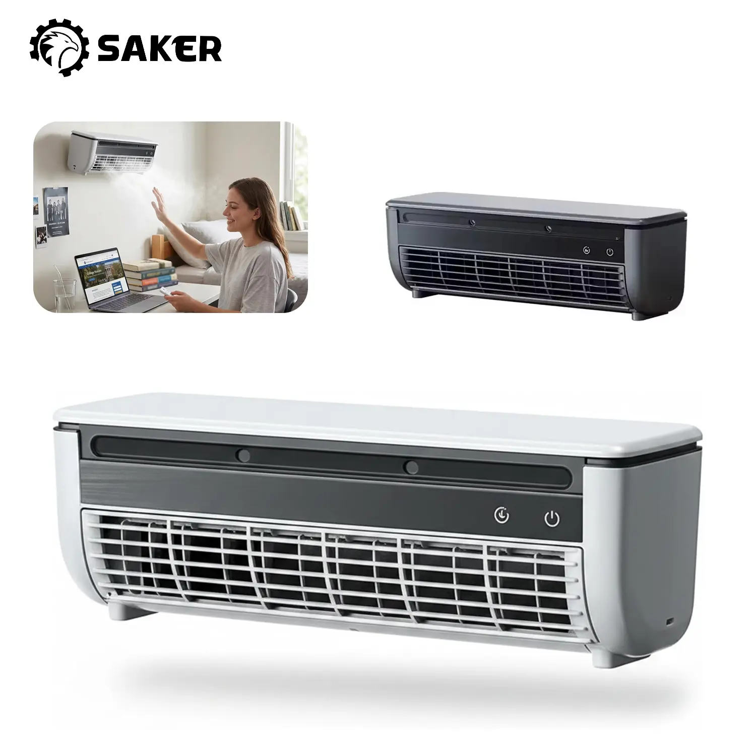Saker Mini Air Conditioner Fan Portable Personal Air Cooler, Semiconductor Kitchen Cooling Fan with 2 Mist Ports, 6000mAh Cordless Desk Fan 3 Speeds for Home Office Cooking Small Room