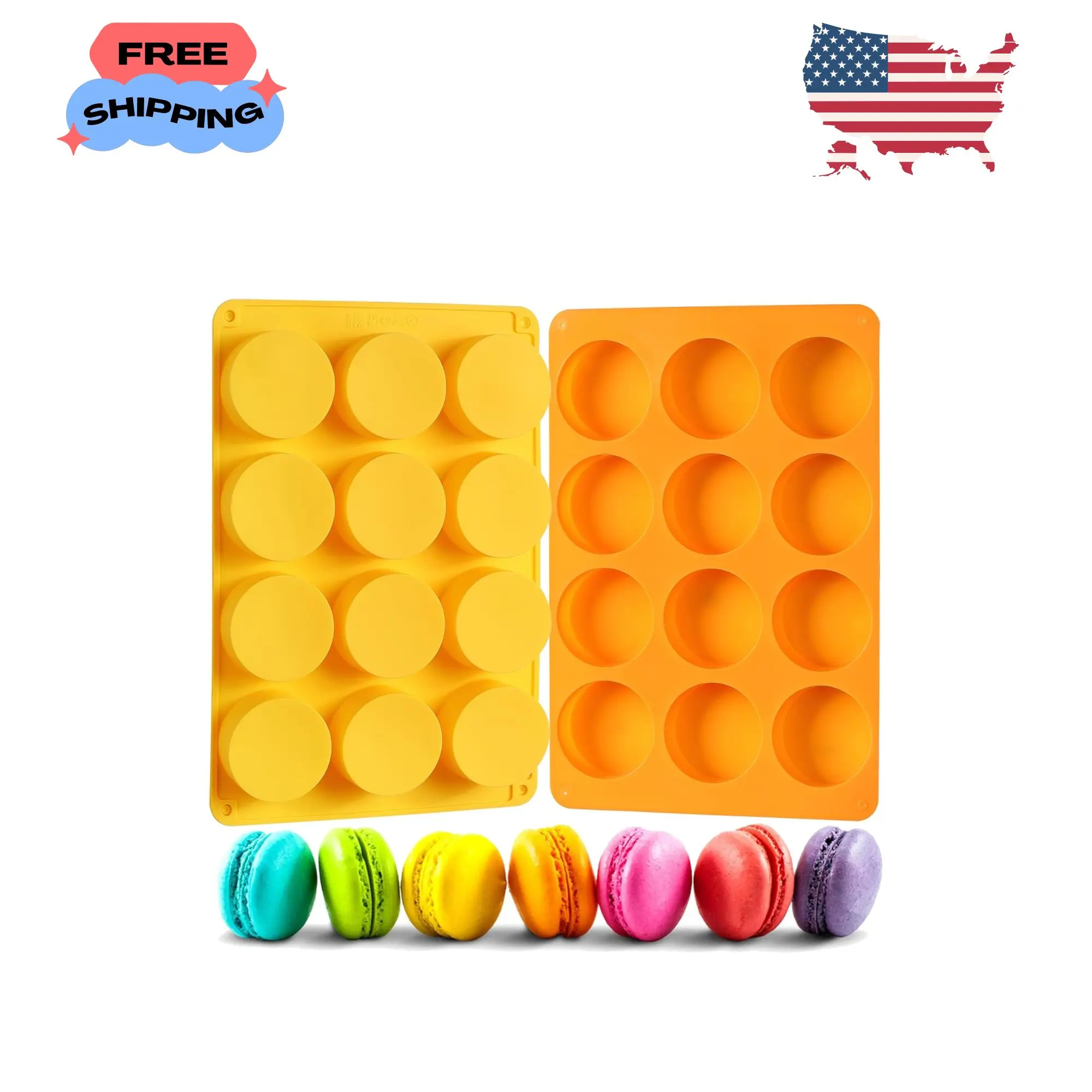 2 Pcs Oreo Chocolate Cookie Silicone Molds, 12-Cavity Round Silicone Mold