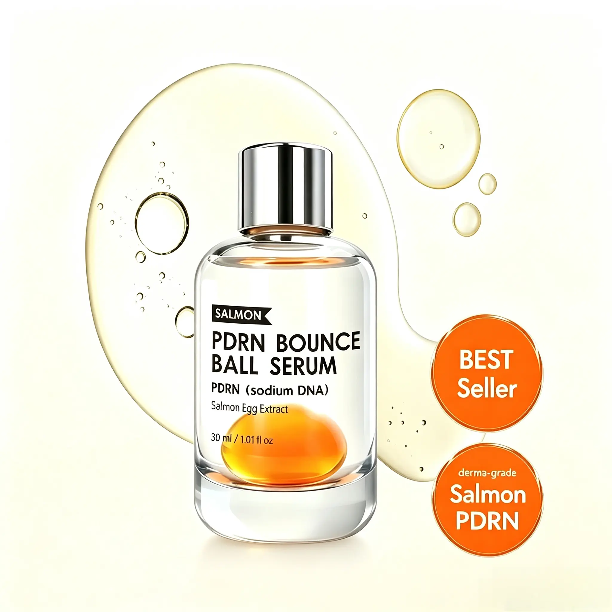 PDRN Bounce Ball Serum, Salmon DNA Facial Moisturizer, Daily Facial Essence for Dewy Glowy Skin, Plumping & Lightweight Texture, Korean‑Inspired Skincare Moisture Hydrate Hydrating Moisturizing