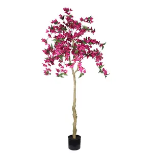 6FT Artificial Bougainvillea Tree with Black Plastic Pot Realistic Flowering Fake Plant for Indoor Home Decor Potted Faux Tree 1pc/set Creative Design Stable Quality Easy to Clean