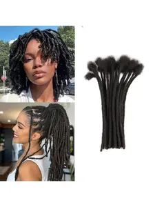 8 inch 10 Strands Loc Extensions Human Hair, 0.6cm Width 100% Human Hair Dreadlock Extensions for Men/Women, Can be Dyed Soft Dreads Extensions,1b