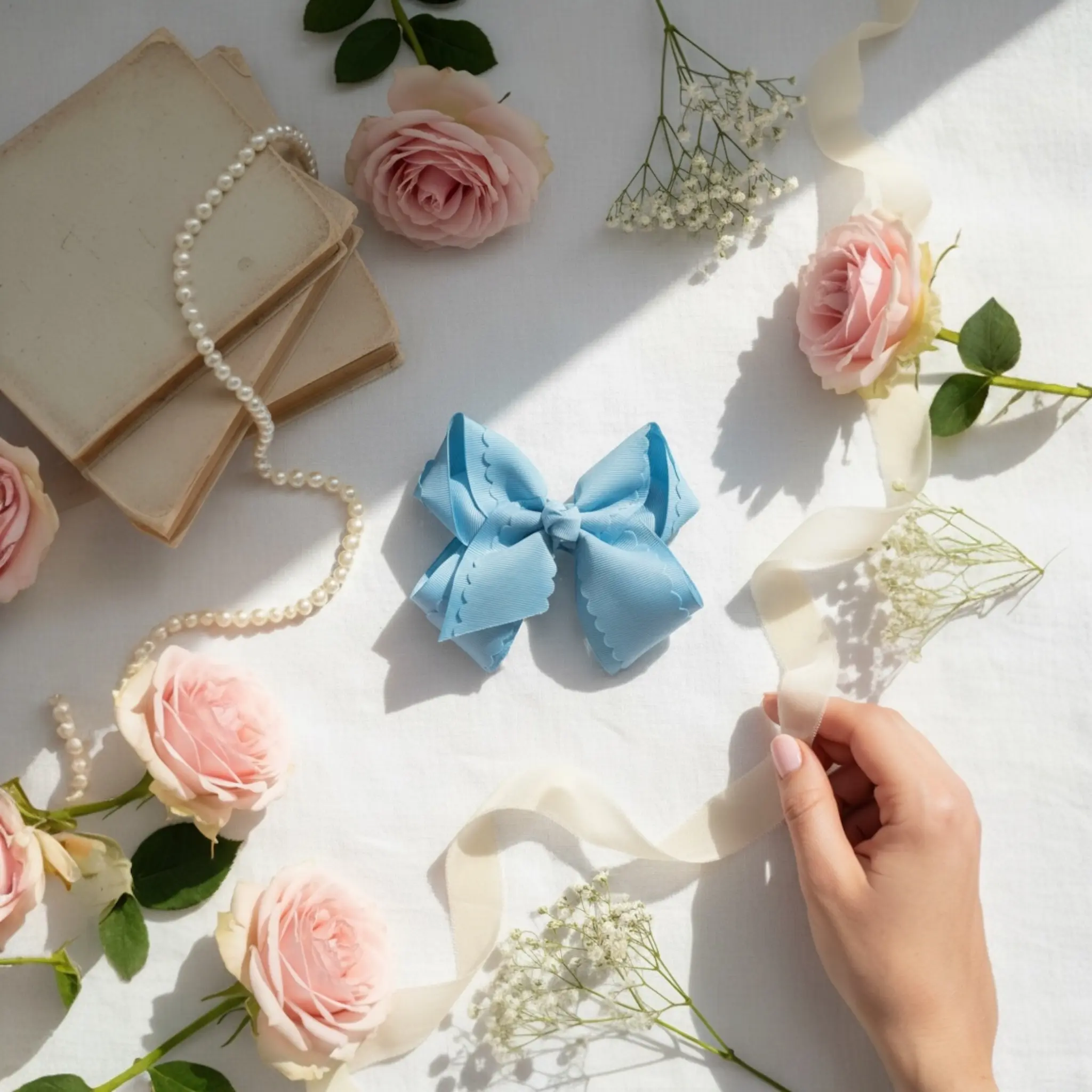 Sweet Baby Blue Hair Bow Clip (4")