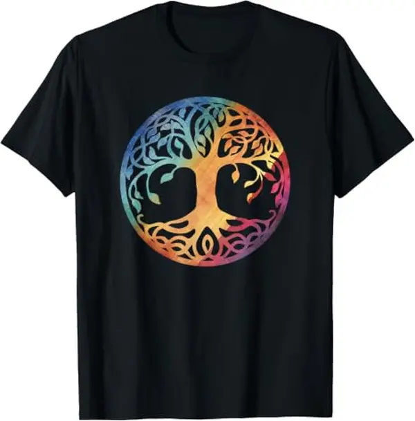 Vintage Retro Tree of Life Spiritual Celtic Nordic Mythology T-Shirt, Yggdrasil Graphic Tee, Norse Pagan Inspired Shirt, Celtic Symbol Apparel, Mystical Nature Gift, Spiritual Casual Tee for Mythology Lovers
