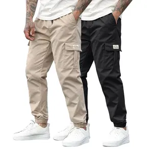 Men's 2-Pack Tactical Cargo Work Pants, Elastic Waistband, Multi-Pocket Design, Suitable for Spring & Summer Outdoor Activities, Menswear Father's Day Gift
