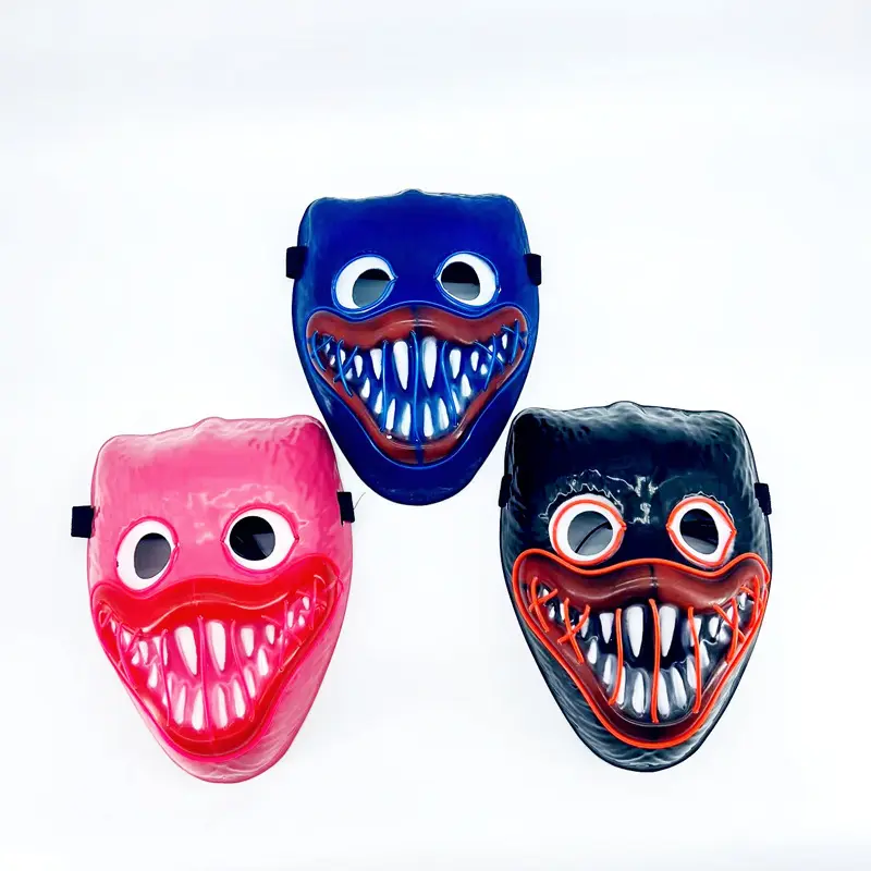 Halloween Mask Horror LED Glowing Mask Party Atmosphere Glowing Mask Glitter Horror LED Mask Scary Mask