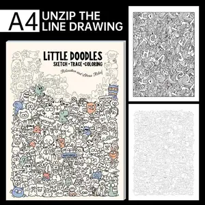 Three-In-One Sketchbook, Drawing & Coloring Pad, A4 Doodle Notebook, Stress Relief & Boredom Buster, Perfect for Art Lovers, Collage Activity Book