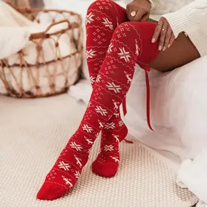 Christmas Bow Knee-High Socks
