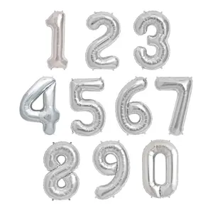 Silver Number Balloons