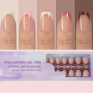 150pcs French Gel Nails, Skin Tone Almond Press-On Nails, Short Square Tips, Soft Gel False Nails, Acrylic Extension, Summer Nail Decor for Women