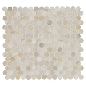 MSI Athena Gold 12 in. x 12 in. (CASE) Pennyround Honed Marble Mesh Mounted Mosaic Tile for Bathroom, Kitchen Backsplash, Accent Wall Tile, and Shower Wall Tile, Sample