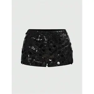 Women's sequin punk mini sexy fashionable ultra-low-rise micro shorts, suitable for summer beach, graduation ceremonies, Easter concerts, Nashville vacations, music festivals, and other occasions.