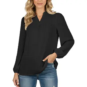 Women's Tops Fall Long Sleeve Swiss Dot Blouse for Women 2026 Dressy Casual Crochet Lace V Neck Flowy Shirts Boho Top