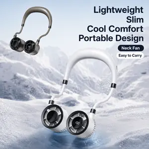 Portable Neck Fan, Rechargeable Wearable Cooling Fan with LED Digital Display, 100-Speed Adjustable Dual Turbine Airflow, Foldable Hands-Free Personal Fan for Outdoor Travel, Camping, Office, Sports