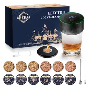 Amzseat Electric Whiskey Smoker Kit Built-in Lighter, No Butane Needed, Rechargeable Cocktail Smoker Kit with 6 Wood Chips,Fashioned Drink Smoker Kit, Bourbon Whiskey Gifts for Men,Dad,Husband,Valentine's Day gift