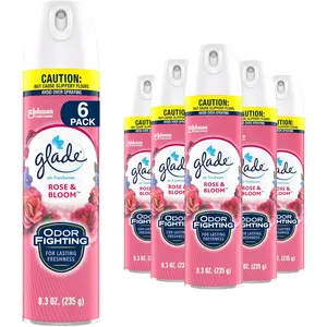 Glade Air Freshener Room Spray, Rose & Bloom, 8.3 oz, 6 Count