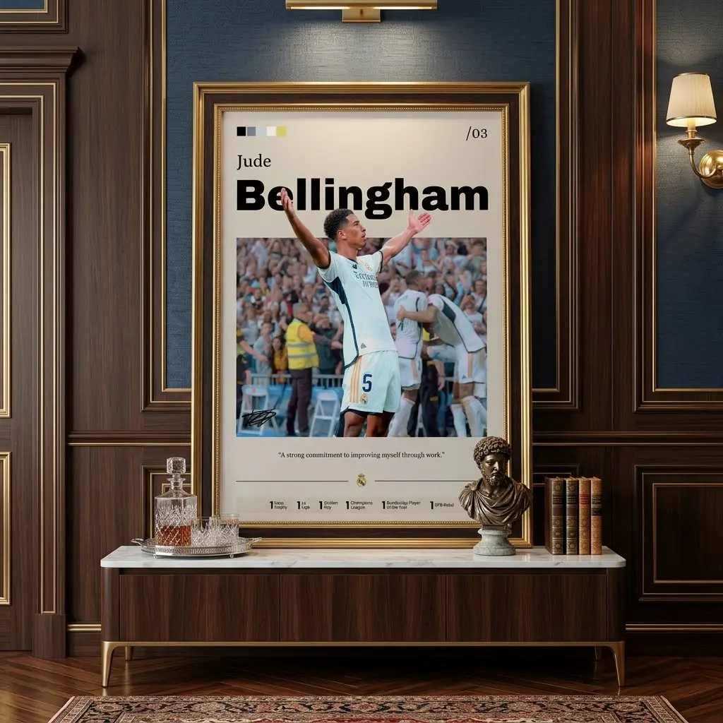 Jude Bellingham Soccer Poster Set, Football Wall Art Prints, Sports Fan Decor, No Frame