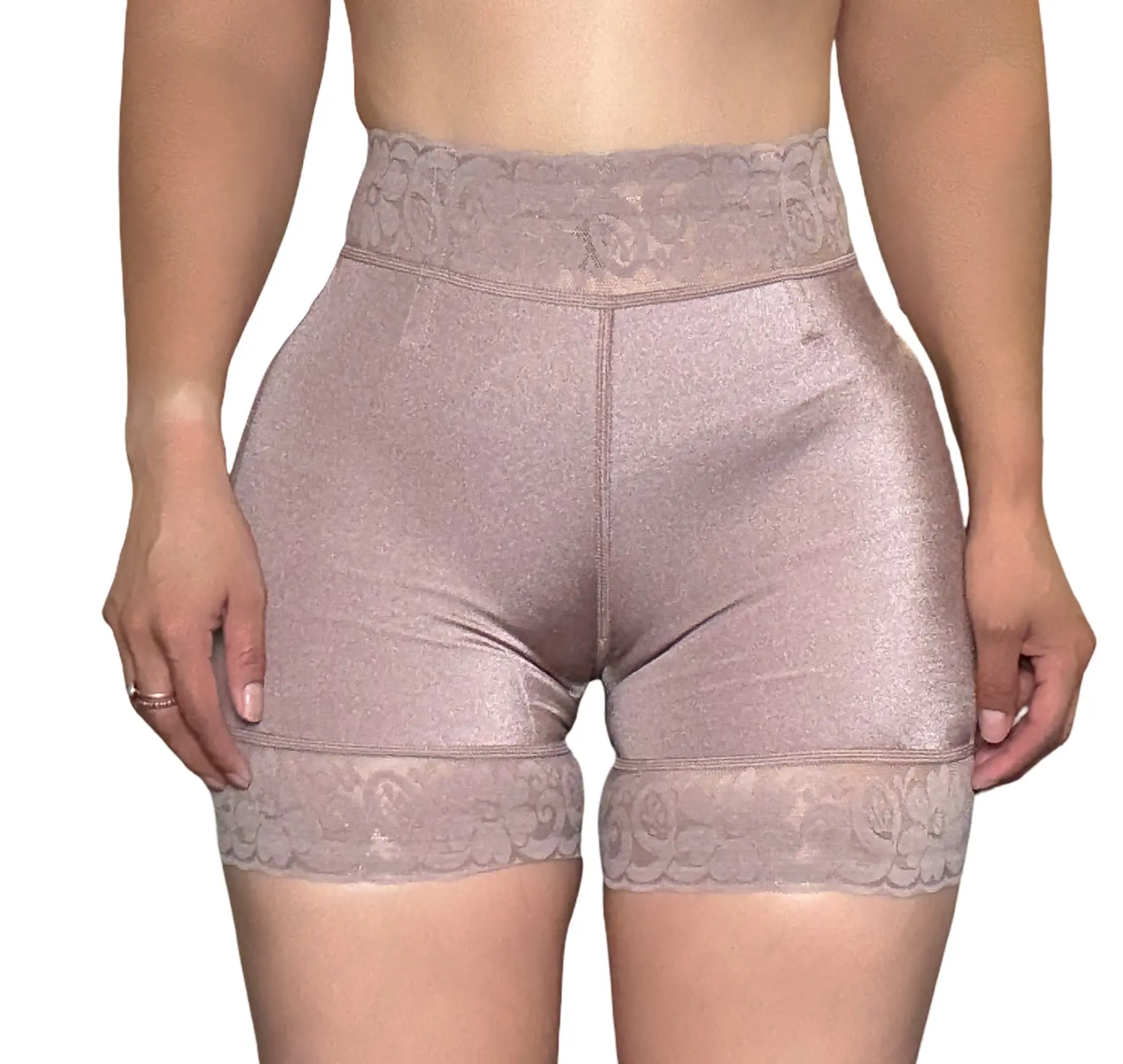 Comfort By Bettty Women's Seamless High-Waist Lace Trim Boxer Shapewear - Fit, Elegance-Focused, Invisible, Push-Up Preformed Gluteo, Comfortable Womenswear Outfit
