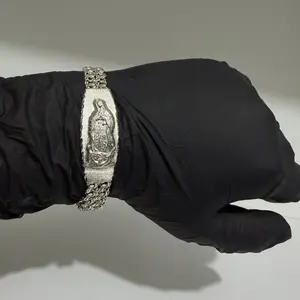 Chino Link Bracelet de la Virgen de Guadalupe de Plata 925