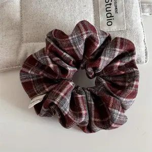New Autumn And Winter Collection: Classic Dark Plaid Large Hair Tie Accessory, Perfect for Ponytails And Buns for with Thick Long Hair