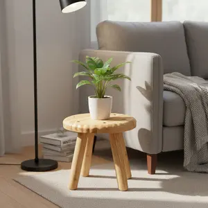 Solid Wood Small Round Stool, Japanese Minimalist Design, Shoe Bench, Bathroom Seat, Children Learning Stool, Foot Rest Stool, 1 Piece