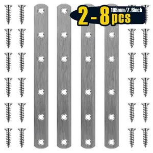 2-8 Pcs Straight Brackets 195mm(7.6 Inch) Flat Brace Stainless Steel Straight Mending Plates for Wood, Heavy Duty Repair Fixing
