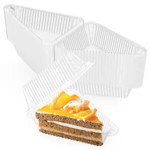 100 Pieces Cake Slice Plastic Containers, 4.33 Inches Hinged Lid Cheese cake Container, for Home, Bakery and Cafe