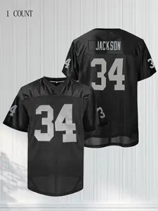 Men's 24 Black Letter Embroidered Las Vegas Football Jersey Loose Short Sleeve Pullover Sportswear Classic Retro Mesh Shirts For Adults Soccer Uniform Suitable for Street Wear Hip Hop Football Style Daily Party Training Sports Tops Stylish Jersey