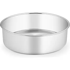 Round Cake Pan, 8'' x 3'' Stainless Steel Deep Baking Roasting Cake Pan for Birthday Party Wedding,  & Heavy Duty, Deep & Straight Wall, Mirror Finish & Dishwasher Safe