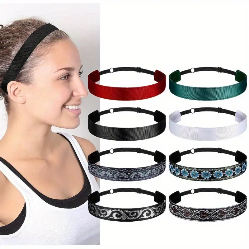 8pcs women's headband yoga fitness sweat absorbing exercise elastic anti slip headband running anti sweat headband hair accessories