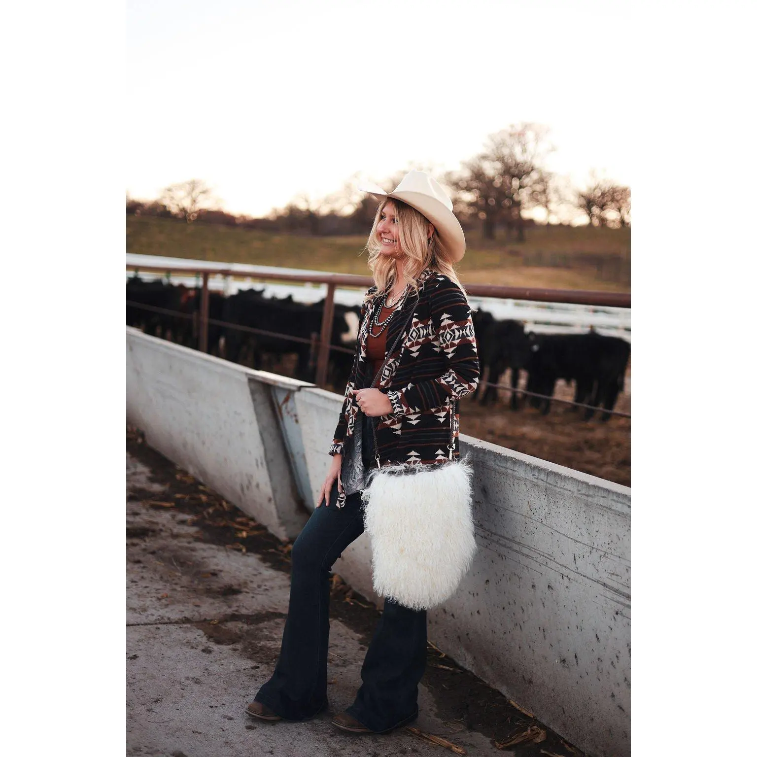BOMBOM "Calgary" Western Open Front Cardigan — Luxurious Soft Layering Piece Made in USA (Medium available)