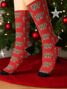 Funny Christmas Socks by Six Seven | Vibrant Patchwork Holiday Socks | Novelty Stocking Stuffer