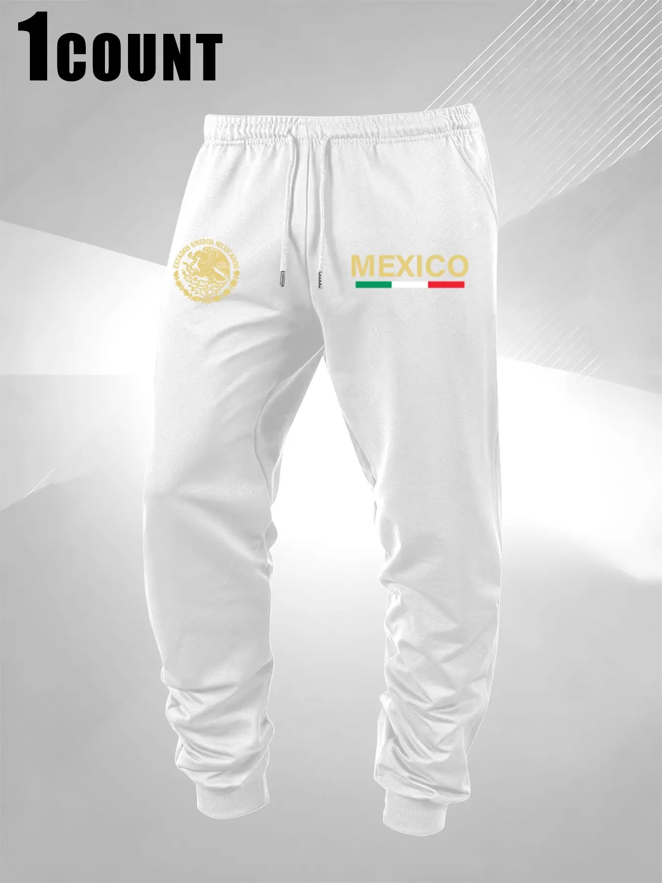 Men's Mexican Pattern Letter Print Sport Pants, Soft Comfortable Fabric, Suitable for Sports and Casual Wear, Versatile Sporty Long Pants