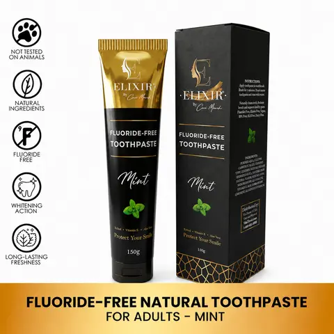 Elixir by Cocó March Fluoride Free Natural Toothpaste for Adults, Fresh Mint Flavor, Fresh Breath, Clean Teeth and Healthy Gums, 150g Oral Aloe Gentle
