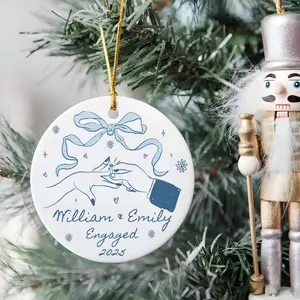 Personalized Engagement Ornament Circle Gift, First Christmas Engaged Ornament Circle , Engagement Gift Couple, Custom Engagement Christmas Keepsake