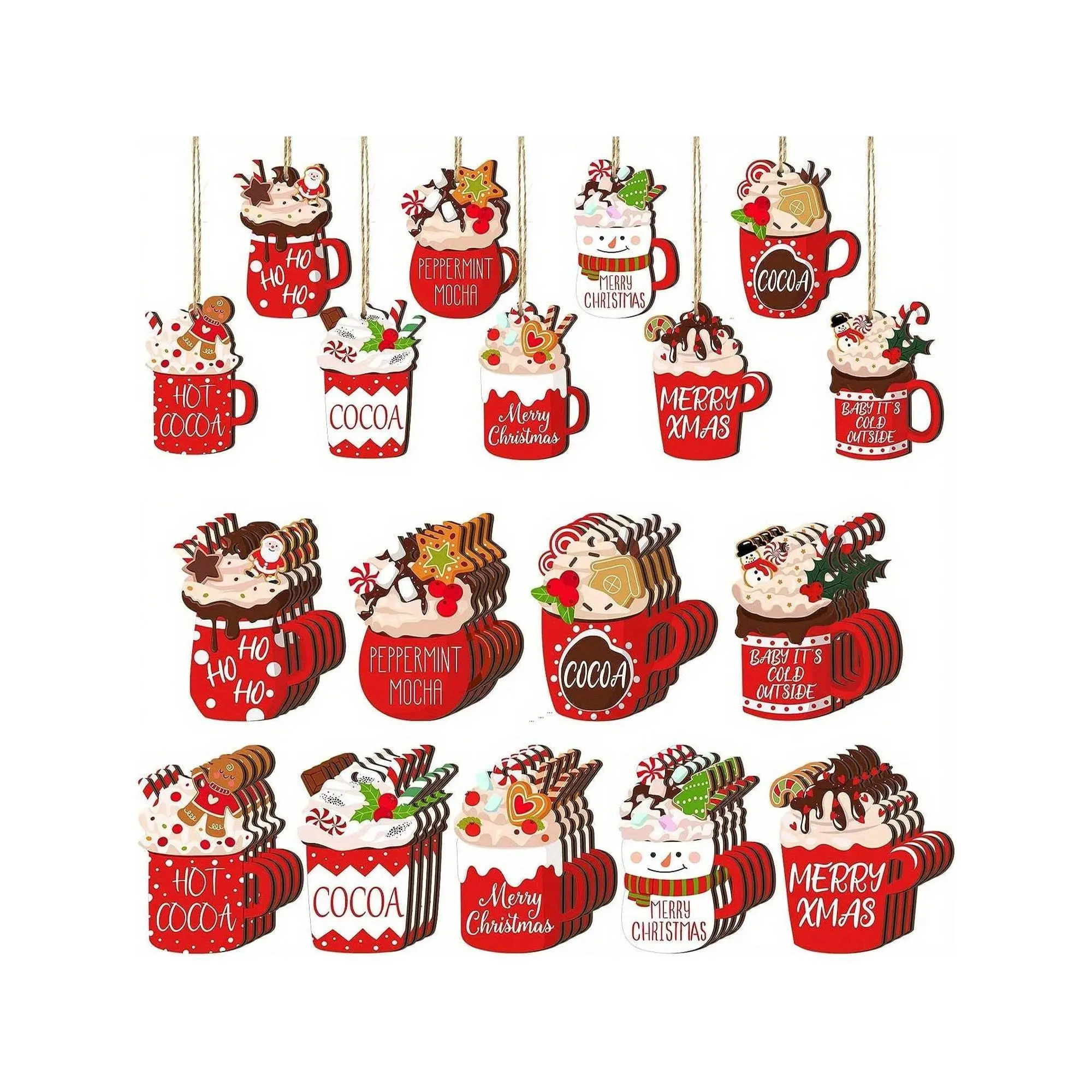 18pcs festive Santa gnome paper hanging decorations for Christmas. Ideal for home decor and Christmas tree ornaments also great as Navidad and New Year presents