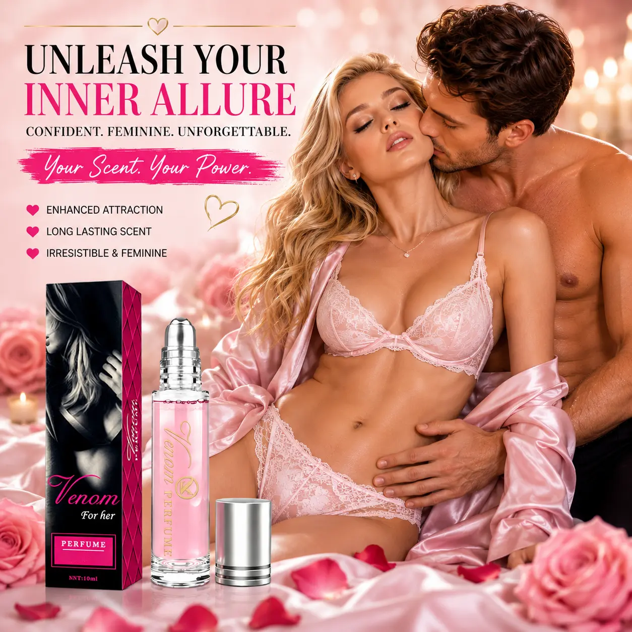 Women's Pheromone Roll-On Perfume, Venom Fragrance Perfume for Women, Fruity Floral Fragrance, tiktok trending perfume, Long Lasting Vanilla Musk Rose Amber, Signature Scent for Date Night & Everyday Wear, 10ml, Valentine's Day Halloween Christmas Gift